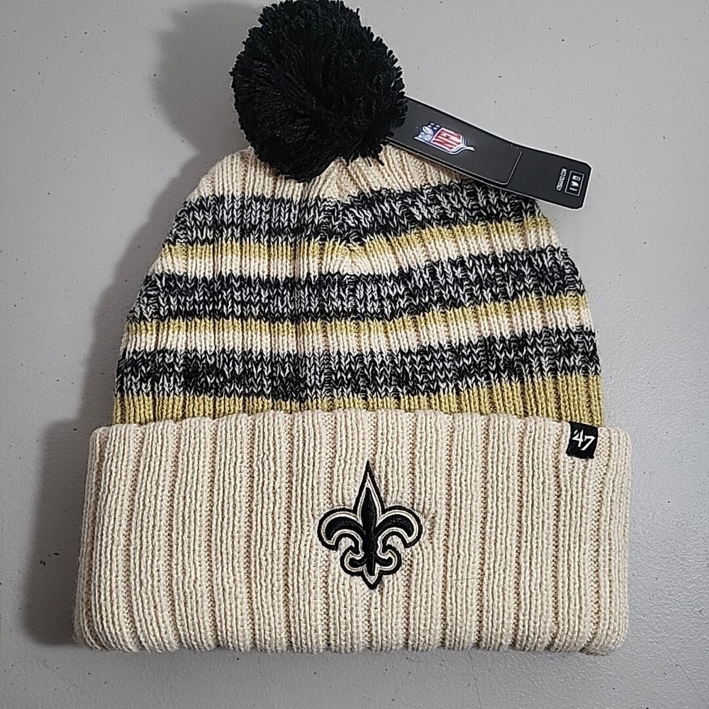 47-Brand-New Orleans Saints Beanie-Hat-NFL Cuffed With Pom New!!
